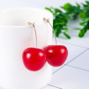 Fruit Shape Red Cherry Designed Earrings